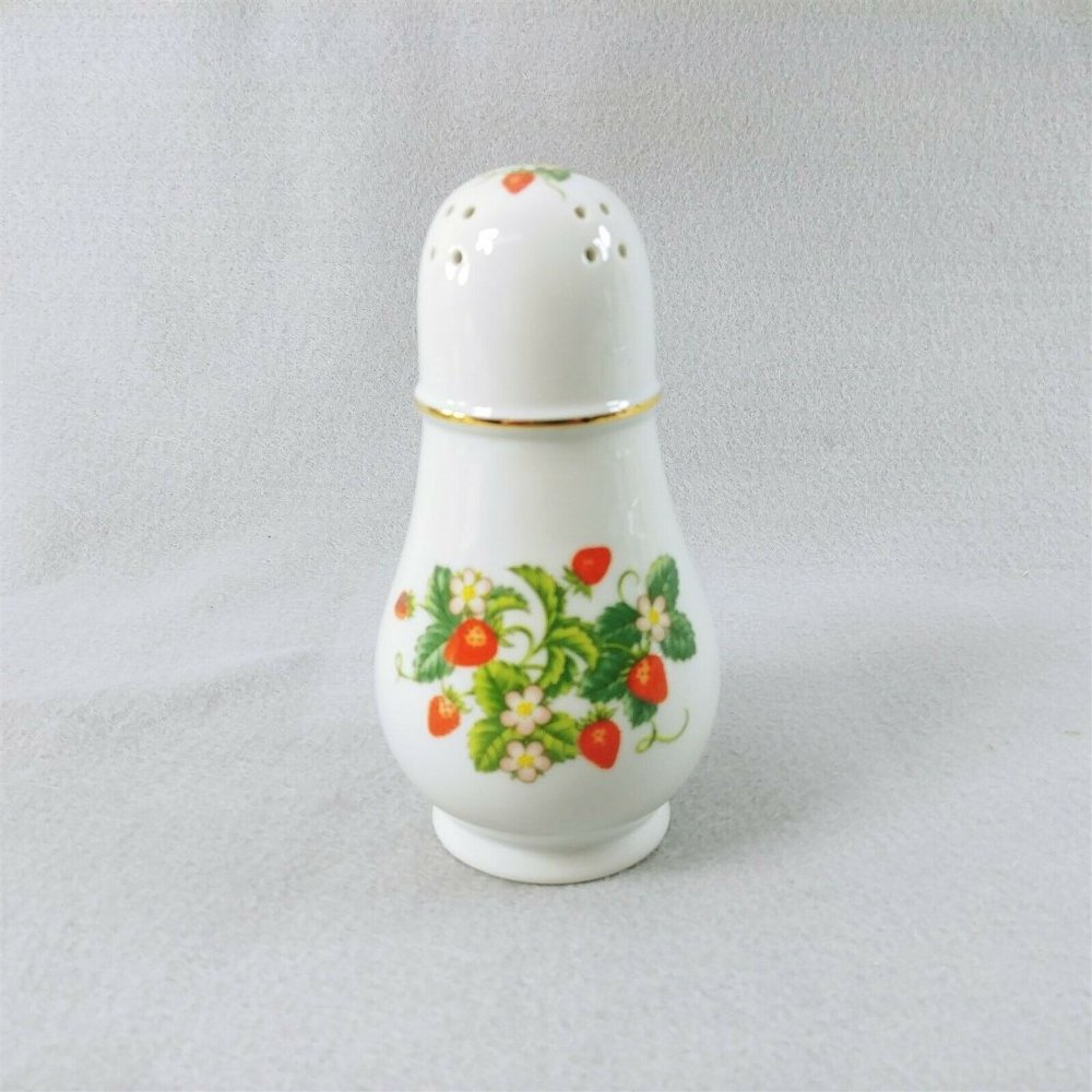 Sugar Shaker by Avon Strawberries Porcelain 22K Gold Trim Vintage - Picture 3 of 8